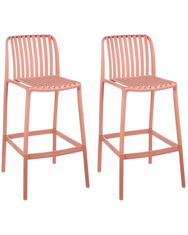 Set mit 2 Barstühlen ARICCIA 2 in 1 Kunststoff Hellrot