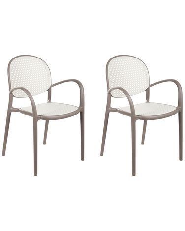 Gartenstuhl 2er Set POVOLETTO Kunststoff Hellbraun