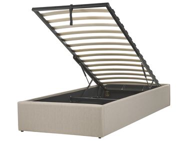 Ottoman Bed without Headboard DINAN Fabric Taupe 90 x 200 cm (EU Single)