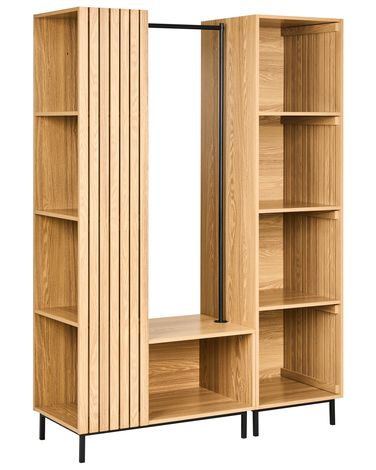 9 Shelf Open Wardrobe LEANDRO Light Brown