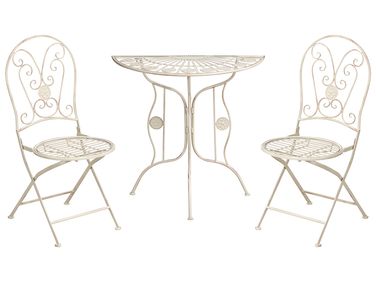 Bistro Set Folding COGGIA Metal Light Beige