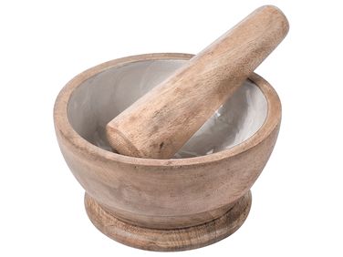 Mörser und Stößel QENA Mangoholz Braun / Weiß