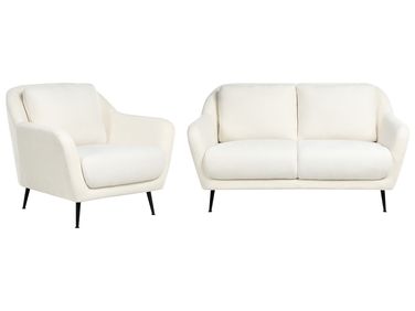 Living Room Set 3 Seater EIBY Chenille White
