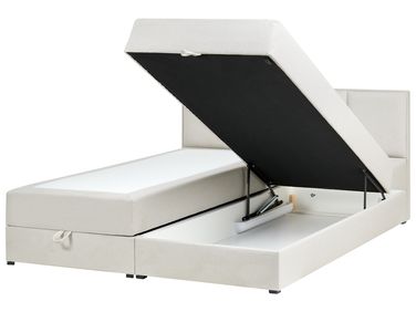 Boxspringbett mit Stauraum BARONET Stoff Cremeweiß 180 x 200 cm