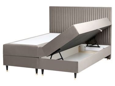 Boxspringbett mit Stauraum DAME Samtstoff Taupe 160 x 200 cm