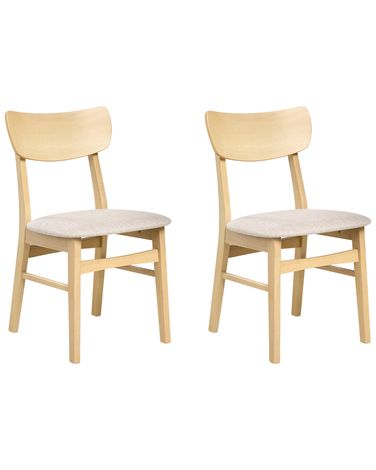 Esszimmerstuhl 2er Set ANOKA Holz Hellbraun / Beige