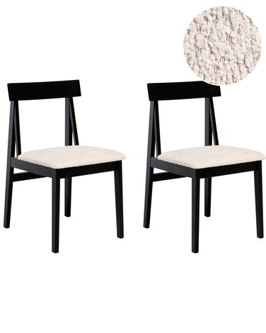 Esszimmerstuhl 2er Set ISLE Holz Schwarz / Beige