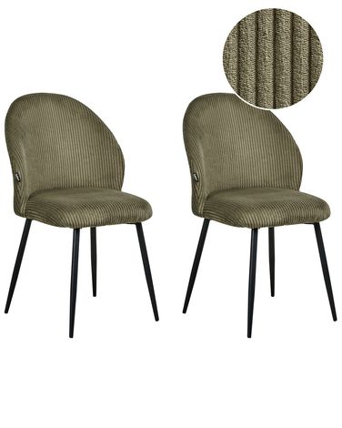 Esszimmerstuhl 2er Set ELOY Cord Dunkelgrün