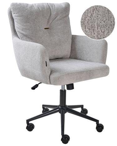 Desk Chair ALPINE Faux Fur Grey