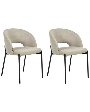 Esszimmerstuhl 2er Set PENNY Stoff Sandbeige