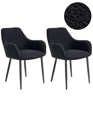 Esszimmerstuhl 2er Set ALDEN Bouclé Schwarz