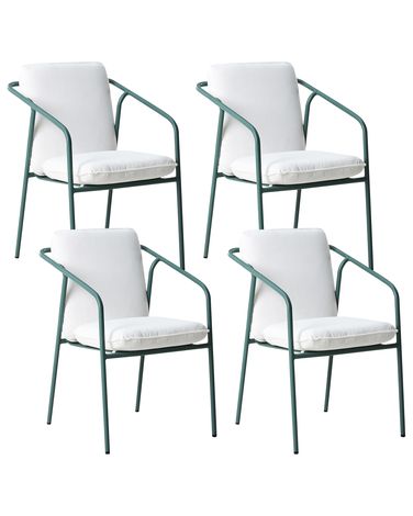Set mit 4 Stühlen und Sitzkissen ASCIANO Metall Grün