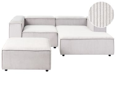 Modul Ecksofa 3-Sitzer ARDAL linksseitig Cremeweiß Cord mit Ottomane