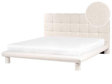 Bett mit Lattenrost Bouclé CRESSAT 180 x 200 cm Cremeweiß
