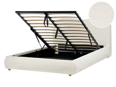 Ottoman Bed BLAGNAC Boucle Off-White 140 x 200 cm (EU Double)