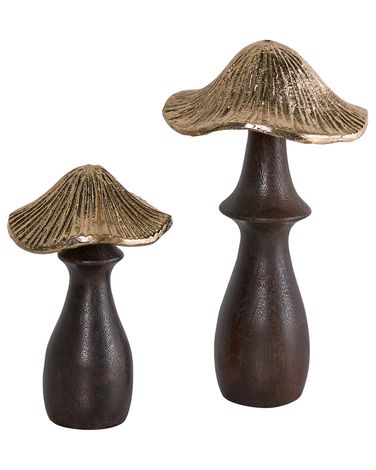 Dekofiguren 2er Set Pilz DUBLJANI Schwarz / Gold