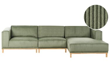 Ecksofa 5-Sitzer VENG Cord Grün linksseitig