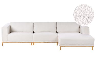 Ecksofa 5-Sitzer VENG Stoff Cremeweiß linksseitig