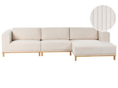 Ecksofa 5-Sitzer VENG Cord Hellbeige linksseitig