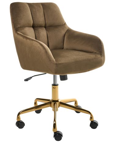 Schreibtischstuhl PALMDALE Samtstoff Braun