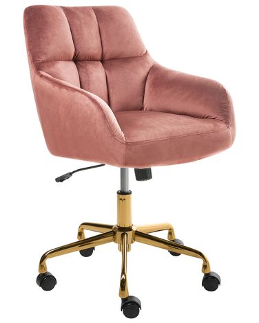 Schreibtischstuhl PALMDALE Samtstoff Rosa