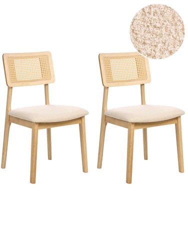 Esszimmerstuhl 2er Set EMBAR Holz Hellbraun / Hellbeige