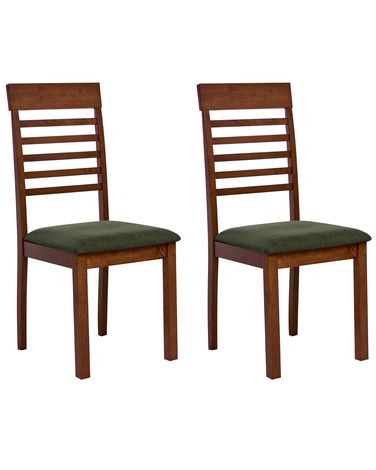 Esszimmerstuhl 2er Set ORTLEY Holz Dunkelbraun / Grün