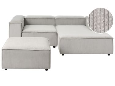Modul Ecksofa 3-Sitzer ARDAL linksseitig Taupe Cord mit Ottomane