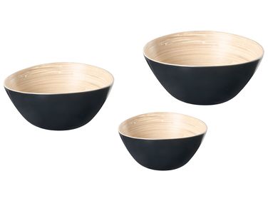 Dekoschalen 3er Set BONHEUR Bambus Schwarz