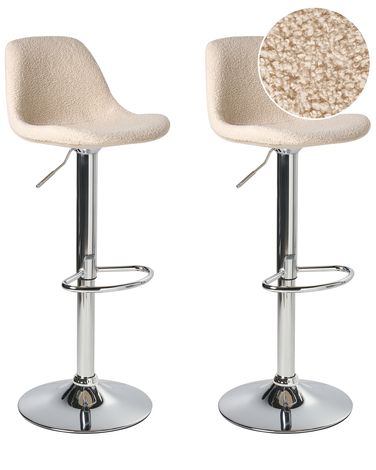 Set mit 2 Barhockern KAHLA Bouclé drehbar Hellbeige