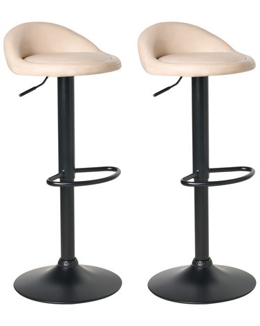 Set mit 2 Barhockern MEEDER Kunstleder drehbar Hellbeige