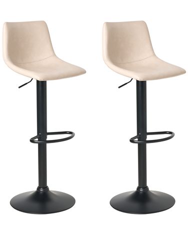 Set mit 2 Barhockern LEBRIJA Kunstleder drehbar Hellbeige