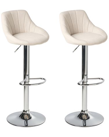 Set mit 2 Barhockern LUCCA Stoff drehbar Hellbeige