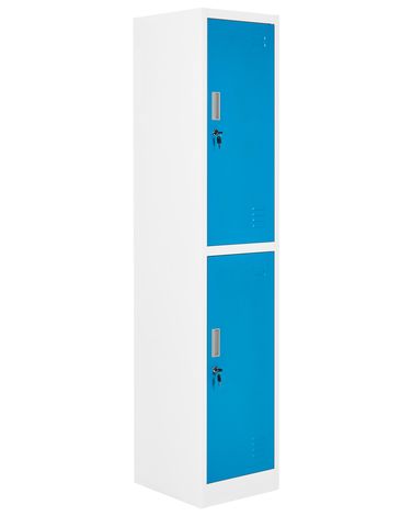 2-Tier Storage Locker ATHLETE Metal White/ Blue