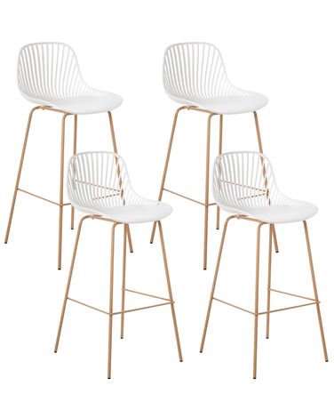 Set mit 4 Barstühlen KLEVE Weiß