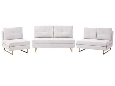 Living Room Set 6 Seater JERSLEV Fabric Off-White