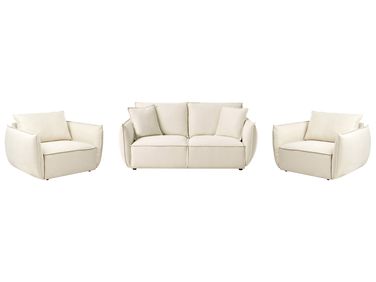 Living Room Set 5 Seater KUNES Fabric Light Beige