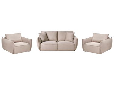 Living Room Set 5 Seater KUNES Fabric Taupe