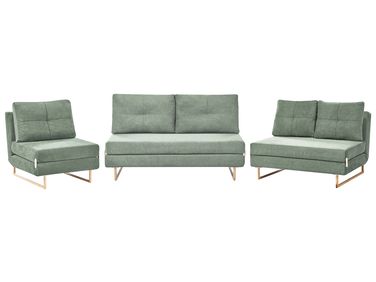 Living Room Set 6 Seater JERSLEV Fabric Light Green