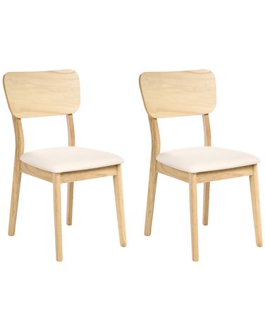 Esszimmerstuhl 2er Set MINIER Holz Hellbraun / Beige