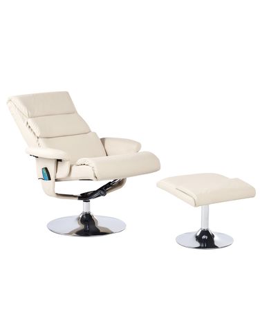 Massagestuhl LEGEND mit Fußstütze Kunstleder Hellbeige