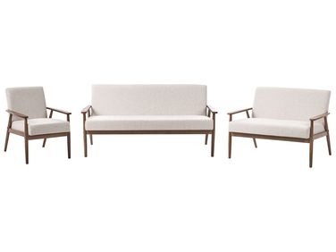 Living Room Set 6 Seater ESRUM Fabric Dark Brown/ Beige