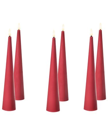 LED Kerzen 6er Set AURUM 28 cm Rot