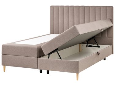 Boxspringbett mit Stauraum OFFICER Stoff Taupe 160 x 200 cm