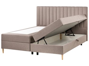 Boxspringbett mit Stauraum OFFICER Stoff Taupe 180 x 200 cm