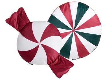 Dekokissen 2er Set TWIRL TREATS Samtstoff 55 x 55 cm 40 x 40 cm Bunt Weihnachtsmotiv