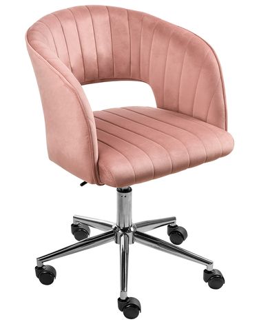 Schreibtischstuhl KATONAH Samtstoff Rosa