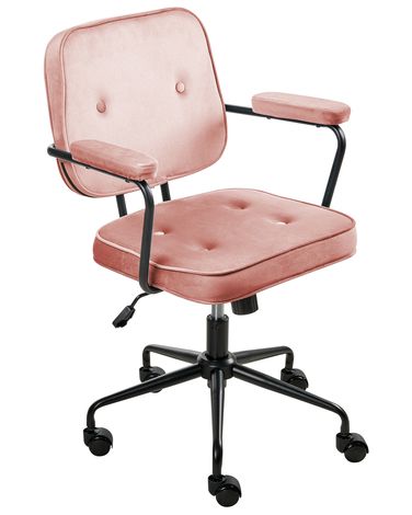 Schreibtischstuhl PAWNEE Samtstoff Rosa
