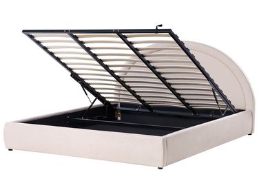 Ottoman Bed MOUZON Fabric Light Beige 180 x 200 cm (EU Super King)