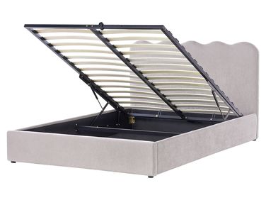 Ottoman Bed NANTERRE Chenille Taupe 160 x 200 cm (EU King Size)